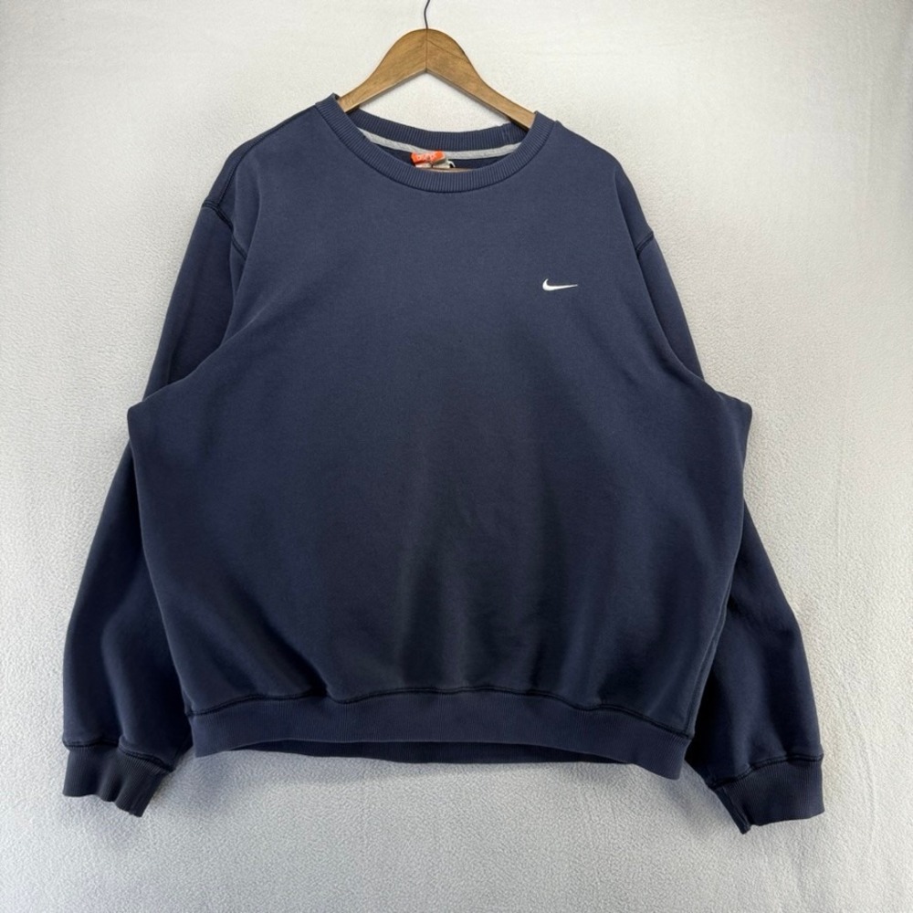 Vintage Nike Sweatshirt mens 2XL Blue Crewneck Embroidered Swoosh Distressed Y2k